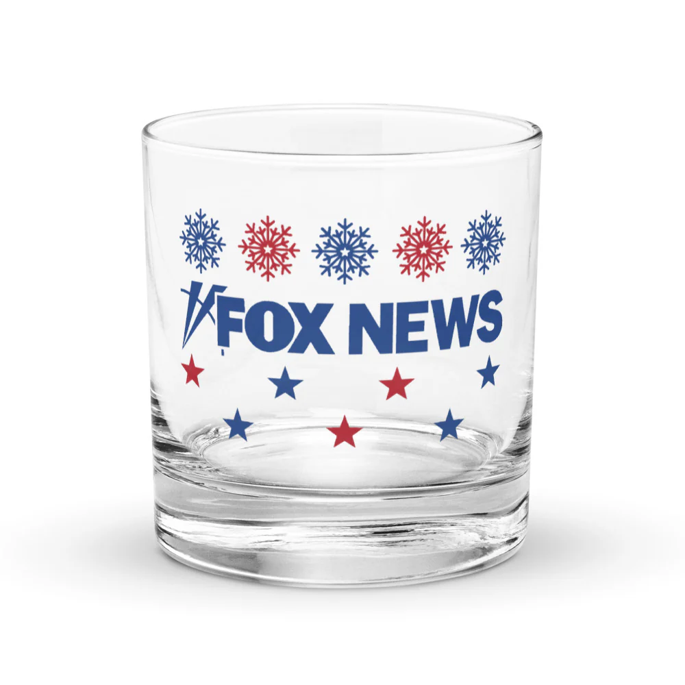 FOX News Holiday Snowflakes Rocks Glass