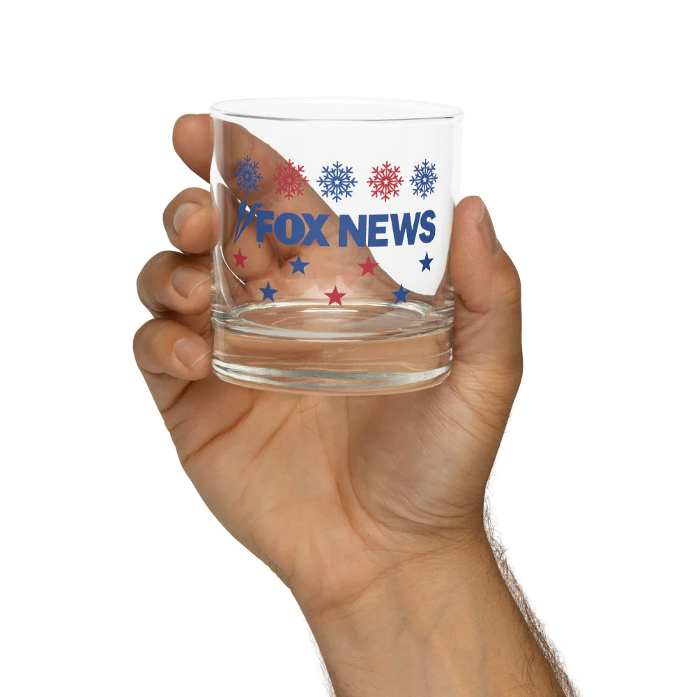 FOX News Holiday Snowflakes Rocks Glass