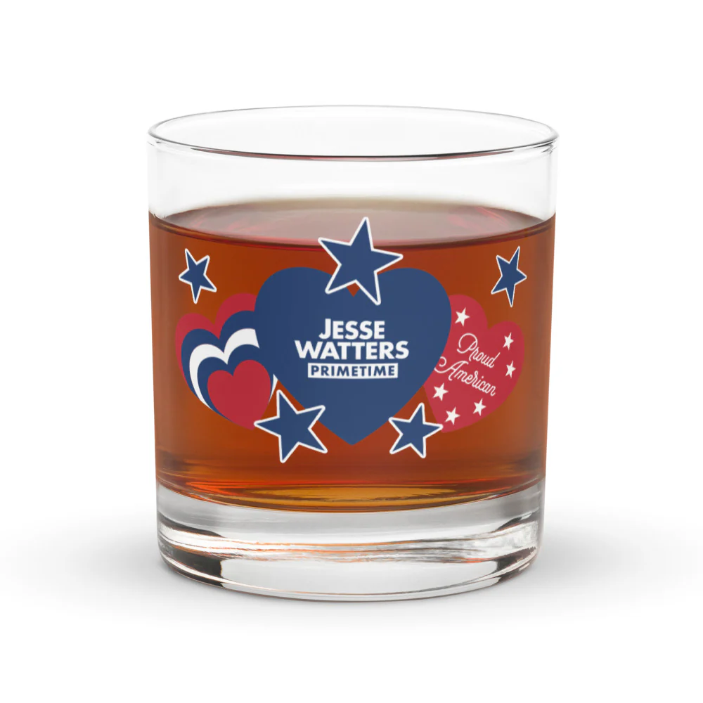 Jesse Watters Primetime Proud American Hearts And Stars Rocks Glass