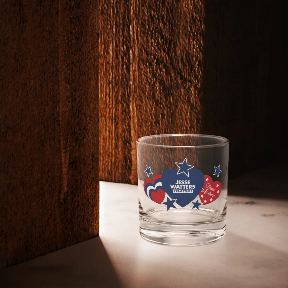 Jesse Watters Primetime Proud American Hearts And Stars Rocks Glass